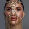 Stonefans Carnival Face Chain Costumes Decoration Women Headpiece Tassel Head Cosplay Rave Hair Jewelry Sexy Halloween Mask Full