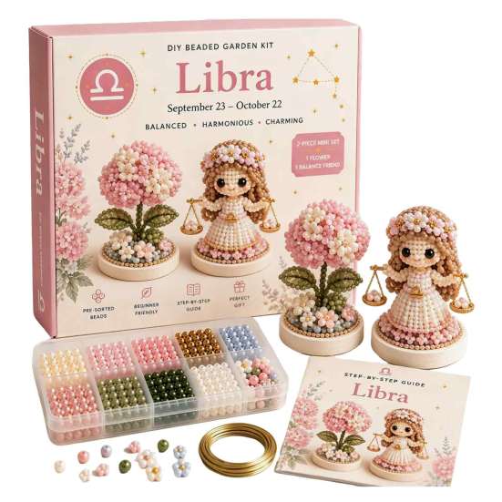 Easy Craft Kits for Beginners 12 Zodiac Signs DIY Beaded Garden Kit, 3D Astrology Flower Personalized Dorm Room Decor Handmade Bead Kit Beginners,