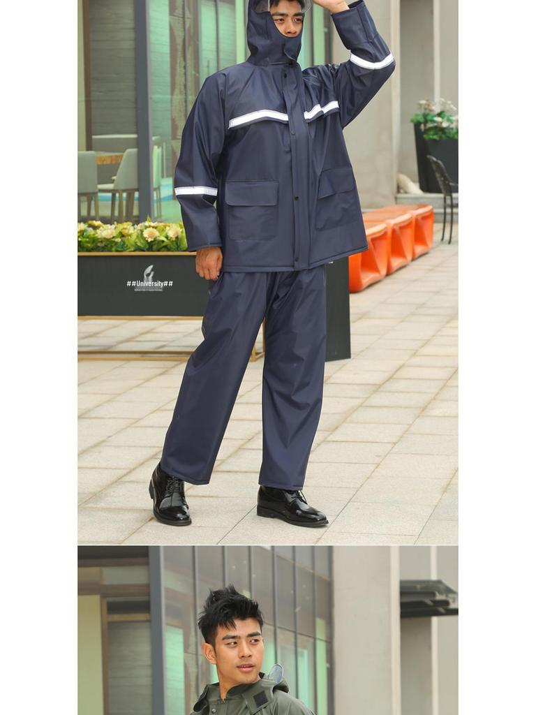 Мужской светоотражающий дождевик и брюки: Защита от сильного дождя для велоспорта/мотоспорта на открытом воздухе, раздельный стиль.