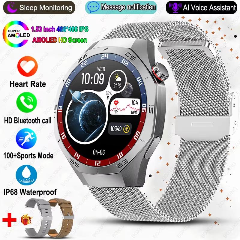 New Smart Watch Men NFC HD AMOLED Screen GPS Motion Trajectory Heart Rate Bluetooth Call Sports Smart Watch IP68 Wireless Charging