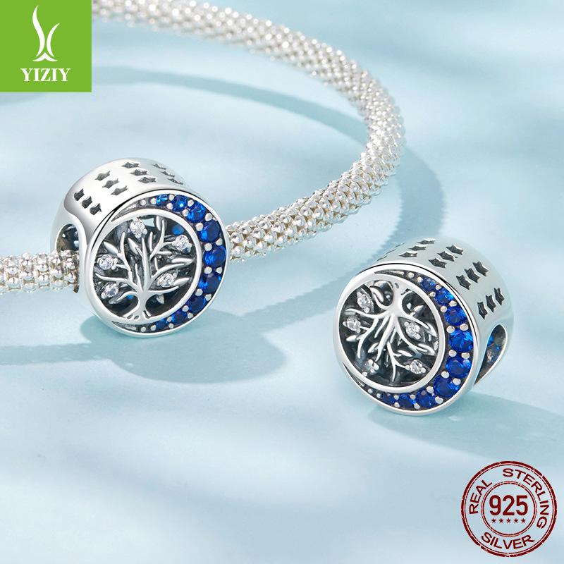 S925 Sterling Silver Moon Life Beaded Mysterious Blue Moon Diy Bracelet Bead Accessories