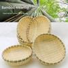 Бамбуковая хлебная корзина, Корзина для овощей и фруктов, Плетеная вручную круглая корзина для хранения, Дренажная корзина, Бамбуковая корзина