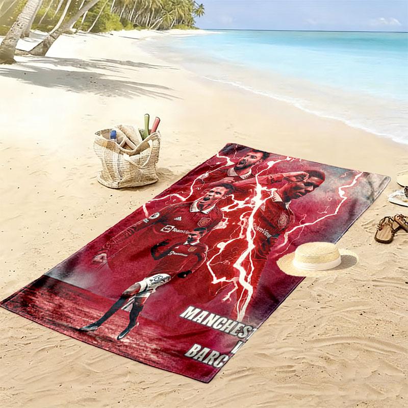 ManUtd Print Beach Towel, Large Soft Quick Dry Towel for Beach Camping Swimming
