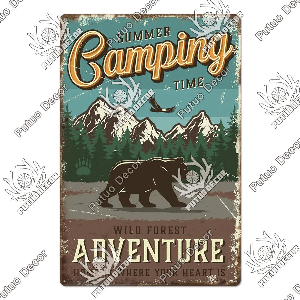 Decor Camping Tin Sign Vintage Plaque Metal Plate Retro Posters Wall Art Decor for Trip Car Home Living Room Unique Gift