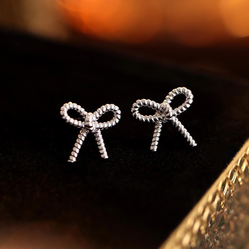 Серьги-бантики в корейском стиле из серебра Banyan Tree S925 для женщин - Sweet Princess Fashion