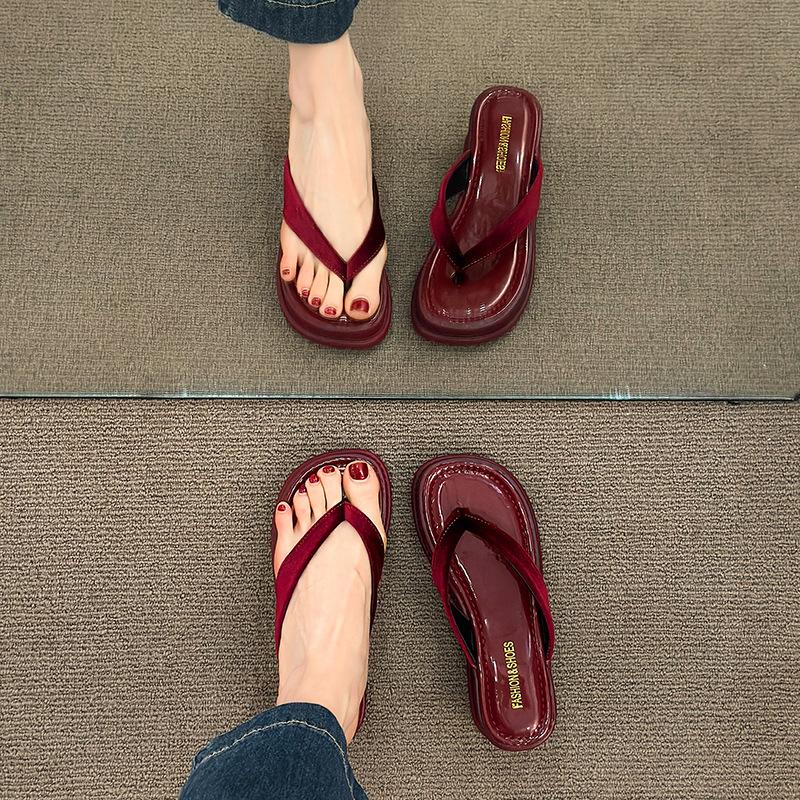 Flip-flops Women's Summer Outer Wear Thick-soled Muffin Casual Height Increase New High-heeled Non-slip Beach Cool Slippers