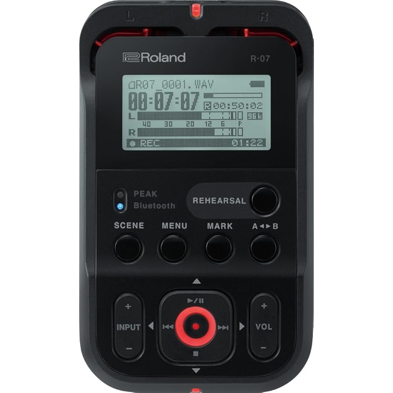 Линейный PCM-рекордер Roland R-07 со слотом для карты MicroSD, высокое качество звука до 24 бит/96 кГц, черный
