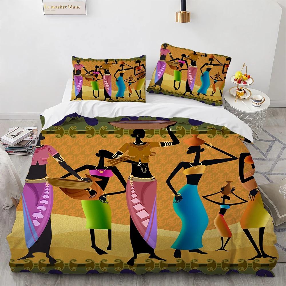 Vintage Africa Boho Style Exotic Duvet Cover Pillowcase Bedding Set Adult Boy Girl Bedroom Decoration Gift Single Double Size