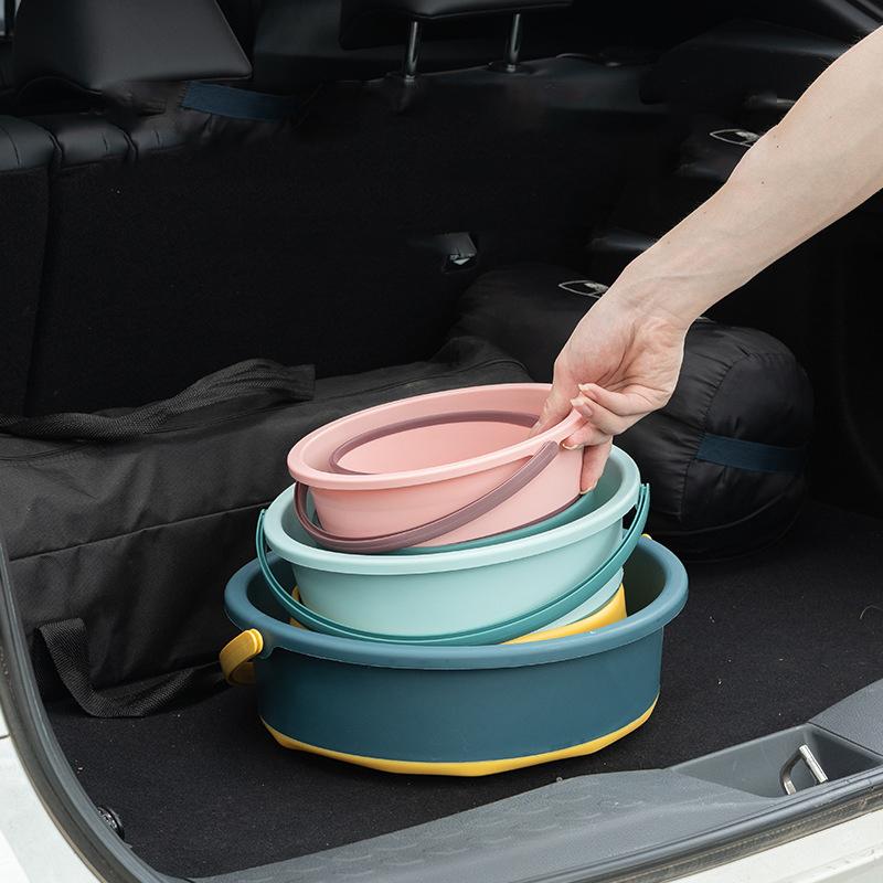 Easy Hold Foldable Bucket Basin 51017L Silicone Bucket Camping Laundry Basket Car Top Wash Fishing Bathroom Tool Home Supplies