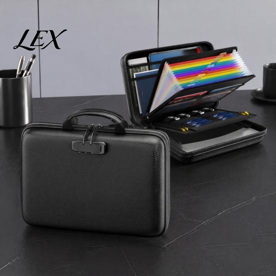Document Safety Box Fireproof with Combination Lock, Hard Shell Portable File Organizer, Fire-resistant Storage Bag Multi Compartment Waterproof Case