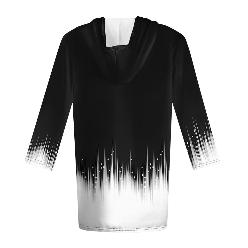 Женские толстовки, повседневные рубашки с рукавами 3/4, модные туники с принтом, топы с карманами