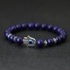 Evil Eyes Bracelet For Men Women Gothic Fatima Hand Braclet 8mm Natural Lava Lapis Lazuli Stone Beaded