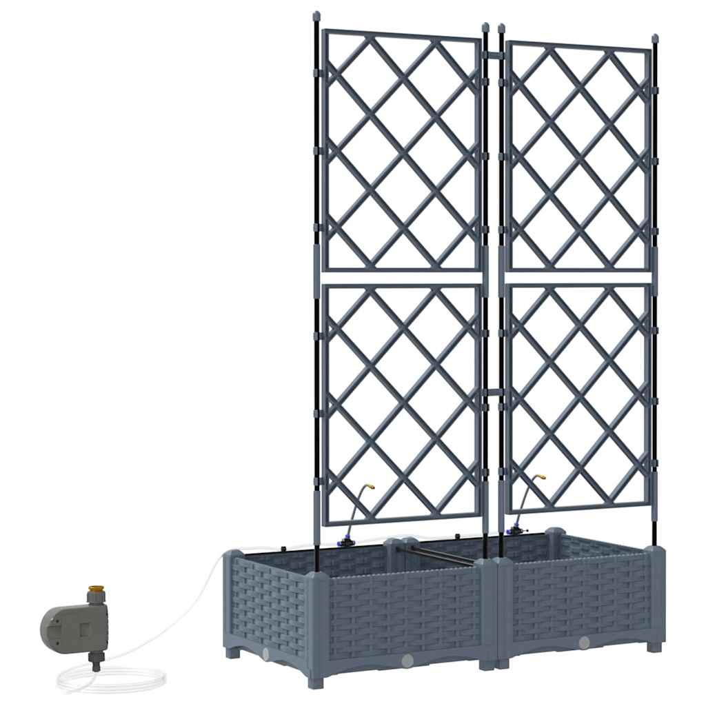Garden Planter 2 pcs Light Grey 80 x 40 x 126 cm Plastic