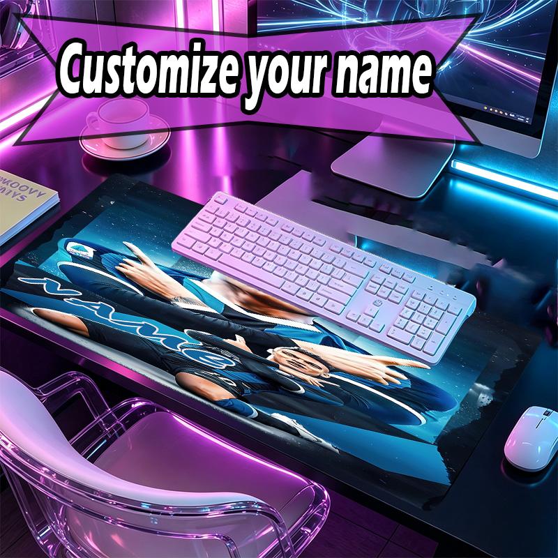 Custom Name Personalized Football Club Internazionale Pattern Mousepad, Laptop PC Desk Mat, Decorative Desk Mat for Home Keyboard Pad Gift