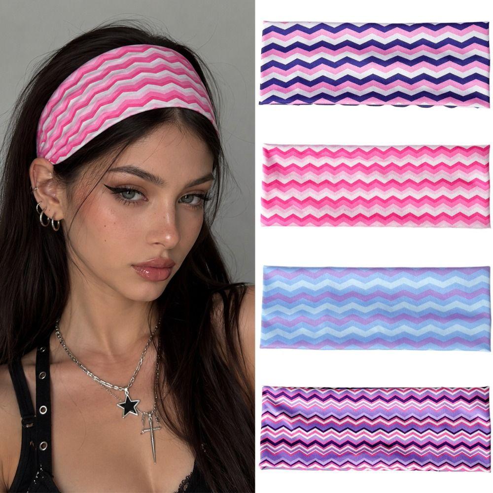 Wavy Stripe Makeup Headband Sweat-absorbent Women's Hairband Durable Sport Hairband Daily Use