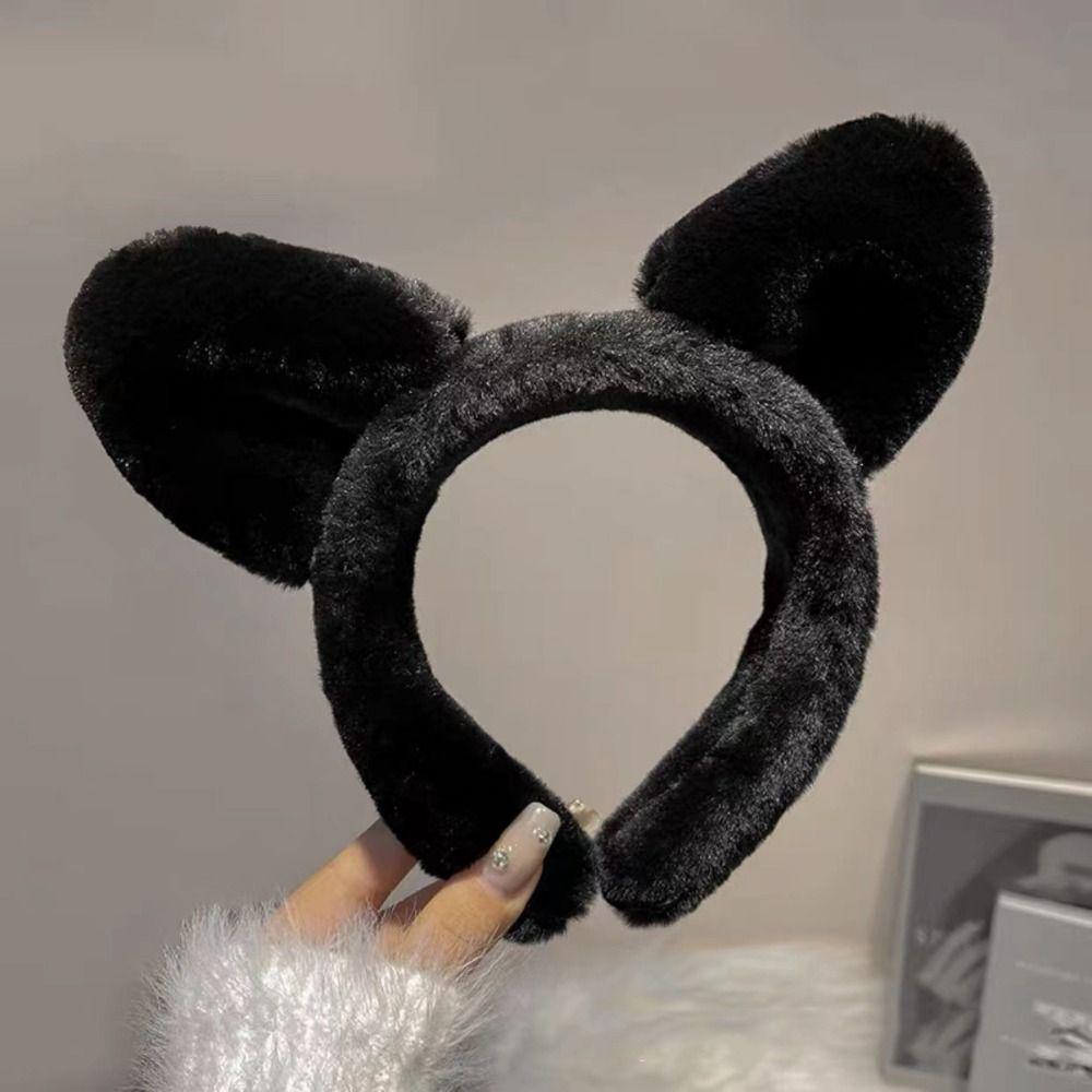 Мультяшная плюшевая повязка на голову, широкая плюшевая повязка на голову, простая повязка на голову с кошачьими ушками, вечеринка