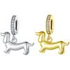 Popular Dachshund S925 Sterling Silver Pendant Accessories, Cute Puppy Animal Handmade Diy Bracelet Beaded