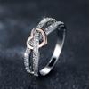 Simple Female White Zircon Stone Ring Rose Gold Silver Color Heart Engagement Bride Wedding Jewelry for Women