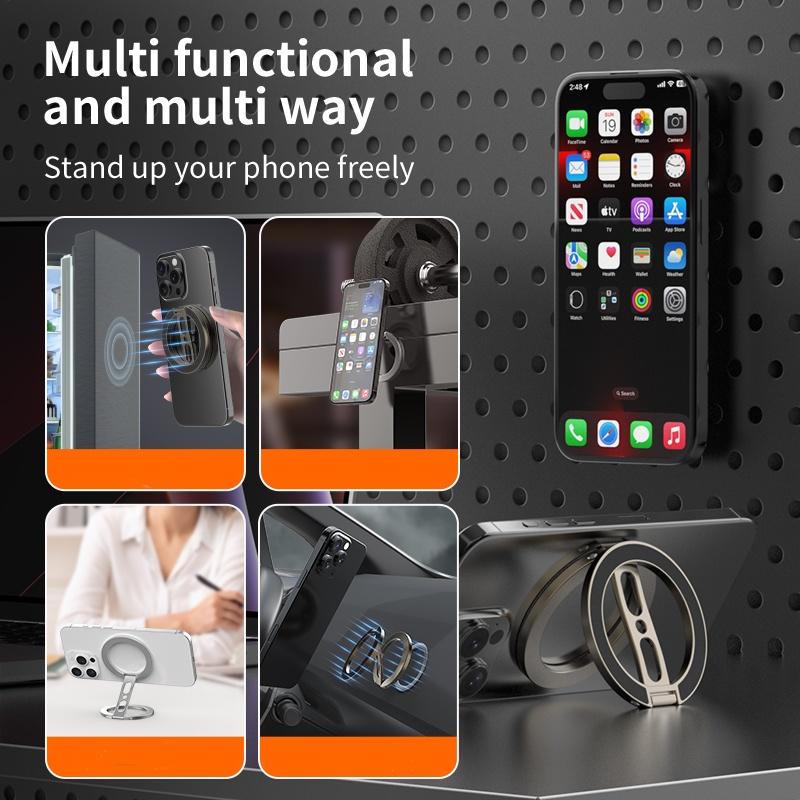 Double-Sided Magnetic Phone Ring Holder for MagSafe Kickstand Compatible For iPhone 16/15/14 Huawei Xiaomi Stand Grip Accessory