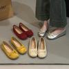 French Bow Silver Single Shoes Women's 2025 New Flat Gentle Grandma Shoes Summer Ladyshoes Candy Ballet Shoes