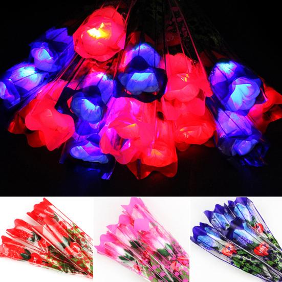 1Pc Glow In Dark LED Light Artificial Rose Flower Girl Romantic Gift Holiday Toy