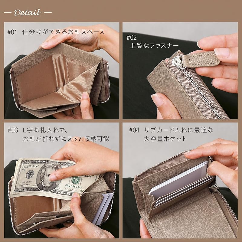 [BLUE SINCERE] mini wallet ladies Bills don't break genuine leather large capacity box type bi-fold wallet Thin small wallet skimming block / HW8