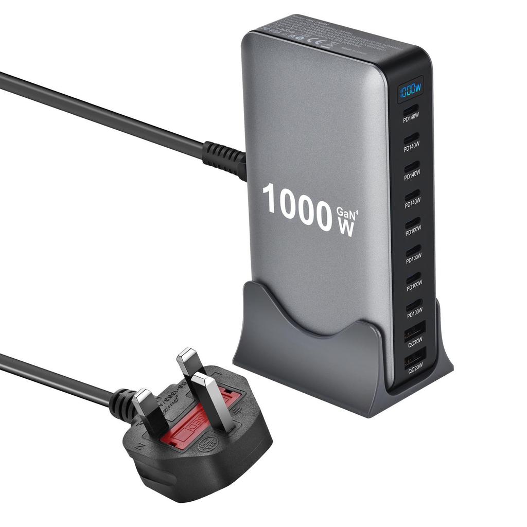 Многопортовый USB-зарядник на нитриде галлия PD140W: Настольное зарядное устройство 600 Вт с быстрой зарядкой 140 Вт для мобильных телефонов