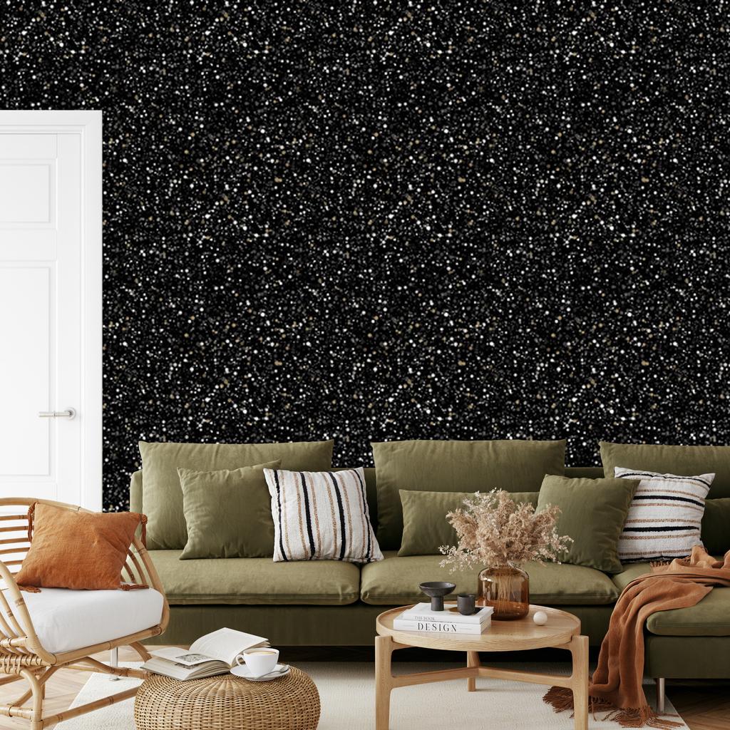 Black glitter wallpaper black, graphite and brown for living room and bedroom 50x1000