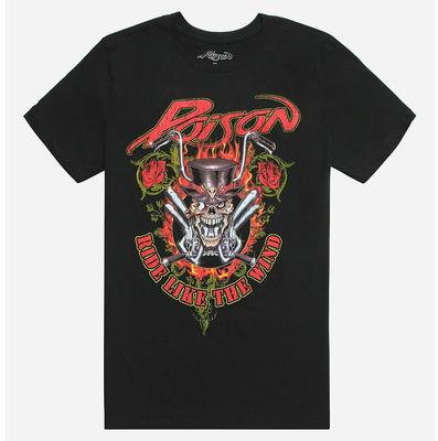 26 Рок-группа Poison Череп Логотип Езжай как дикий Футболка Новая Унисекс Футболка