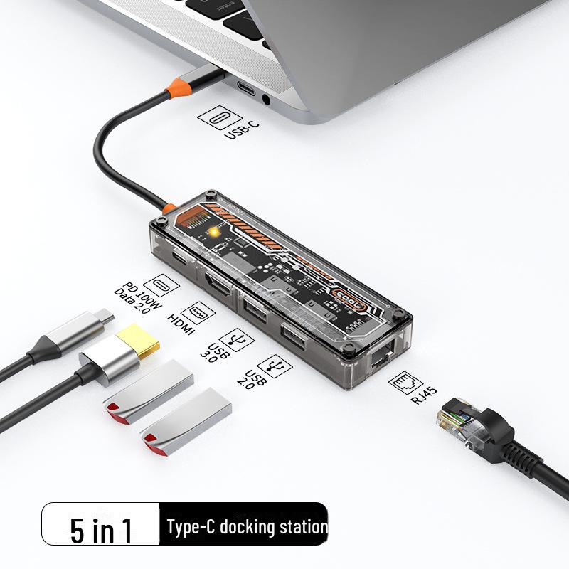10-в-1 Прозрачный USB-хаб-док-станция Type-C