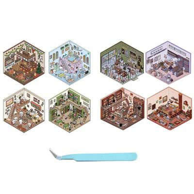 Мультфильм 3D Ландшафтный дизайн Наклейки Миниатюрная сцена Сделай Сам Сцена из домика Складывание и наклеивание Ручной счет Милый подарок для ребенка