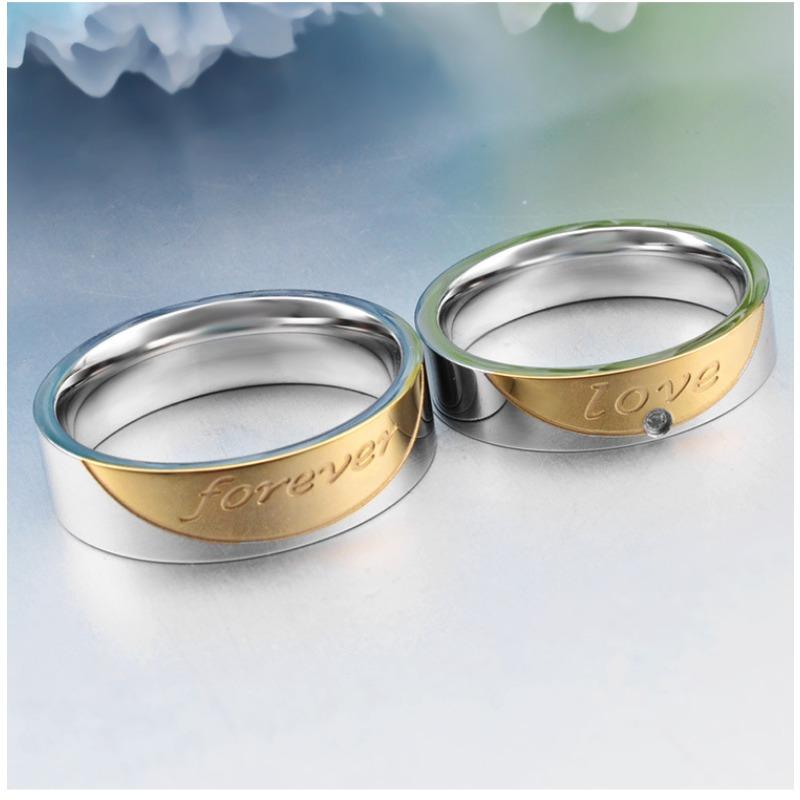 Парное кольцо Кольцо с бриллиантом из нержавеющей стали Кольцо из титановой стали Парное кольцо Кольцо-пара в форме сердца