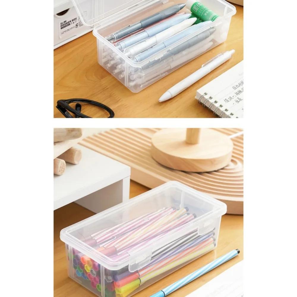 Storage Box Large Capacity Transparent Stationery Pen Holder for Colored Lead Children's Crayon Drawing and Sketching Pen Bag