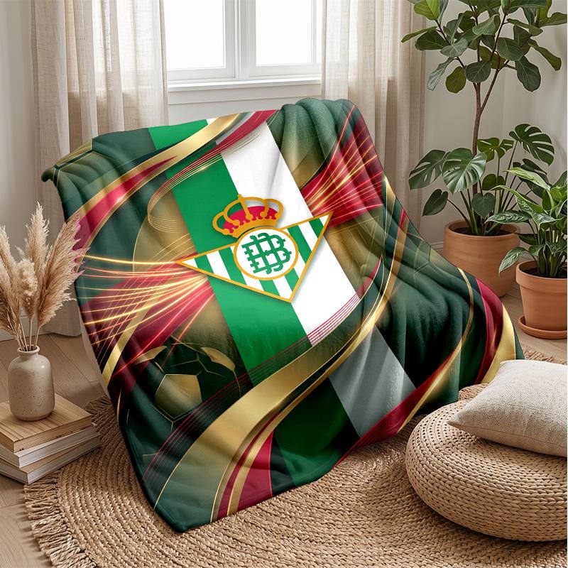 Real Betis Football Print Flannel Blanket, Soft Warm Lightweight Throw Blanket for Sofa Bed Camping