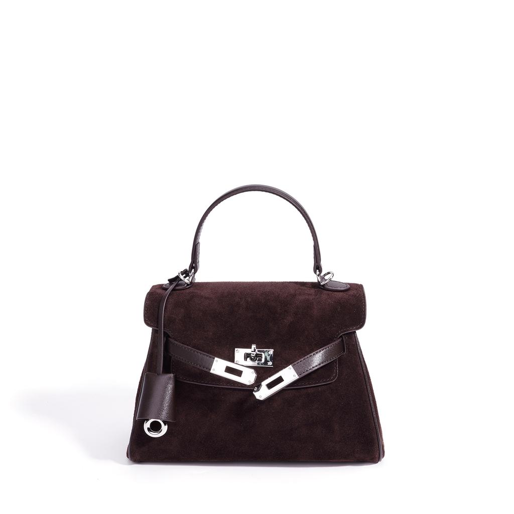 Frosted leather Kelly handbag premium small square bag exquisite versatile commuter messenger