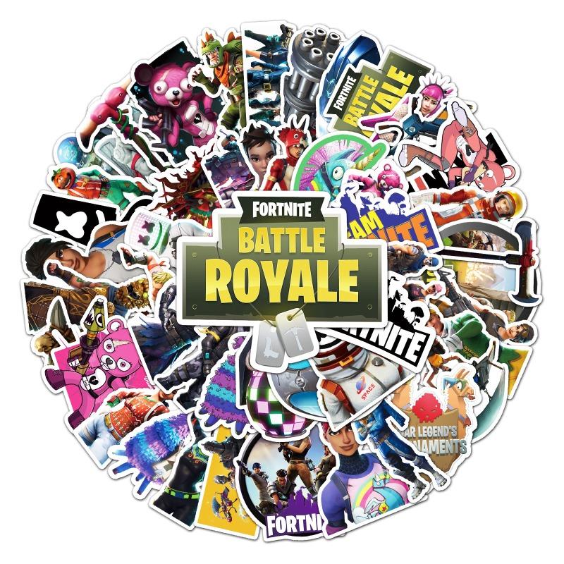 50pcs Fortnite Waterproof Sticker Graffiti Game Character Scooter Gaming Handbooks Computer Decoration Sticker