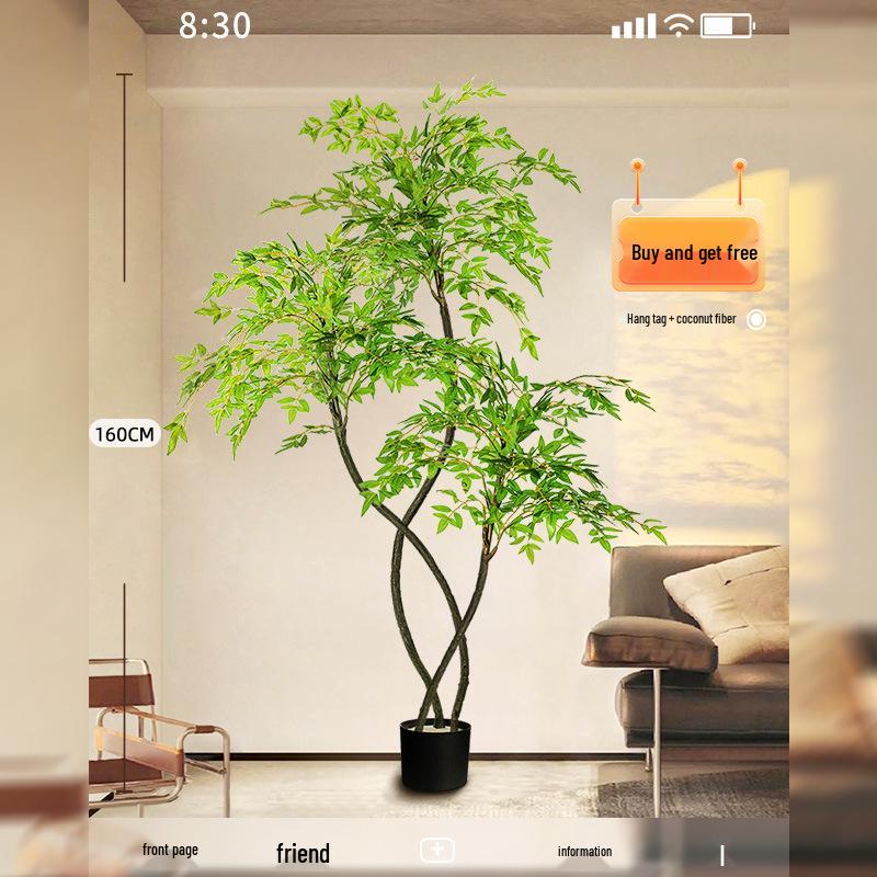 Нандина Роскошное Искусственное Дерево - Напольное Украшение для Помещений и Бионическое Зеленое Растение в Горшке