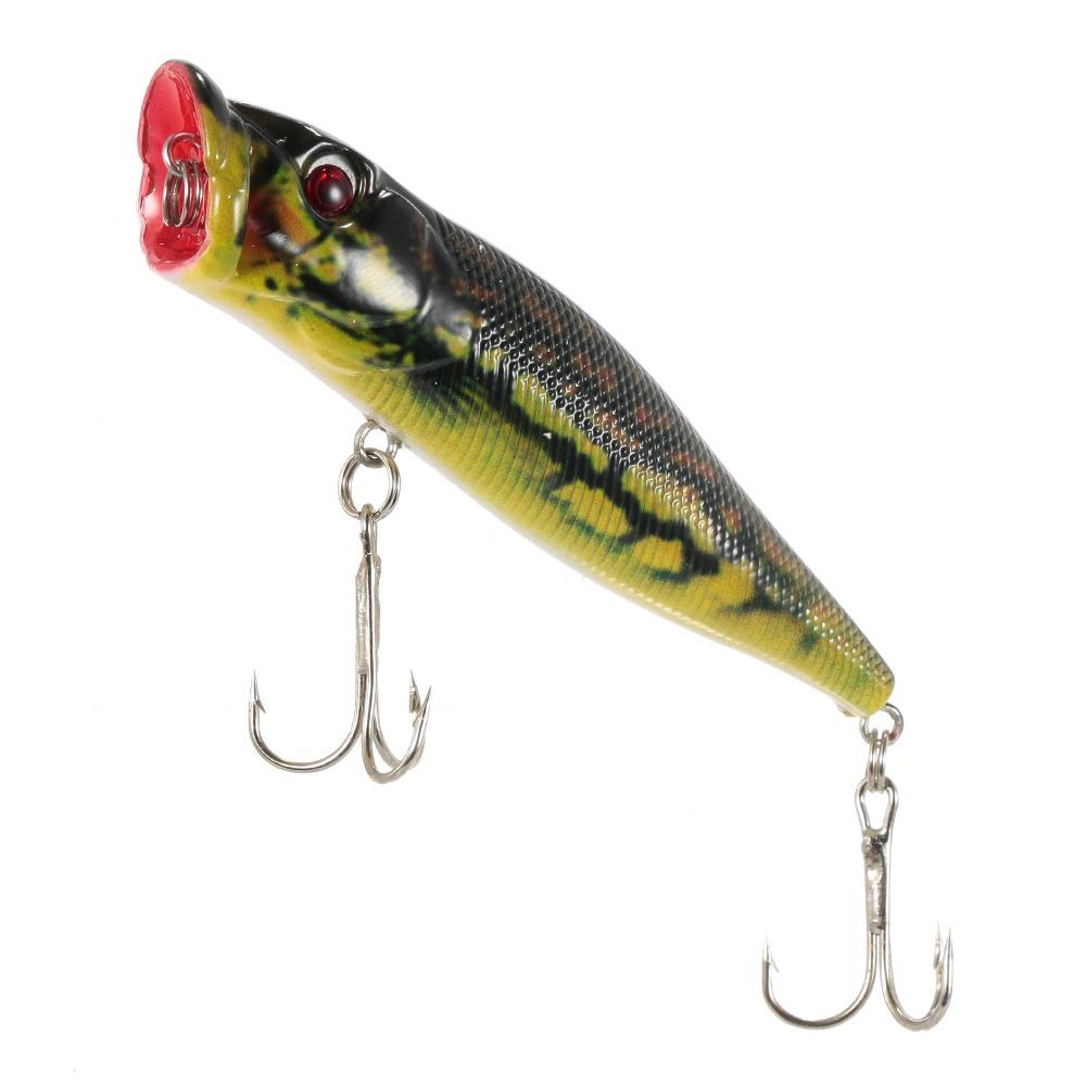 4PCS ABS Surface Popper Bait with Double Hooks Floating Wobbler Bait Trout Fishing