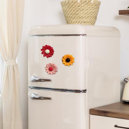 8Pcs Mini Resin Sunflower Refrigerator Magnet Colorful Flower Shape Fridge Magnet Memo Notes Photo Holder Home Kitchen Office