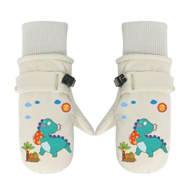 Winter Mittens Warm Snow Gloves Printed Dinosaur Gloves for Boy Girl Students Windproof Thermal Gloves Mitts