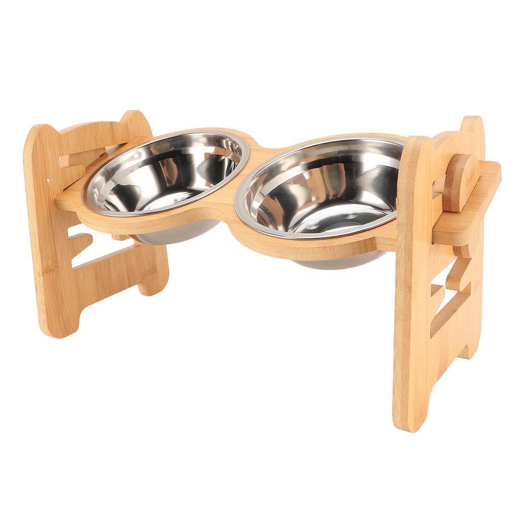 Подставка для мисок для собак, наклоненная на 15 градусов, противоскользящая, регулируемая миска для собак с 2 мисками из нержавеющей стали f
