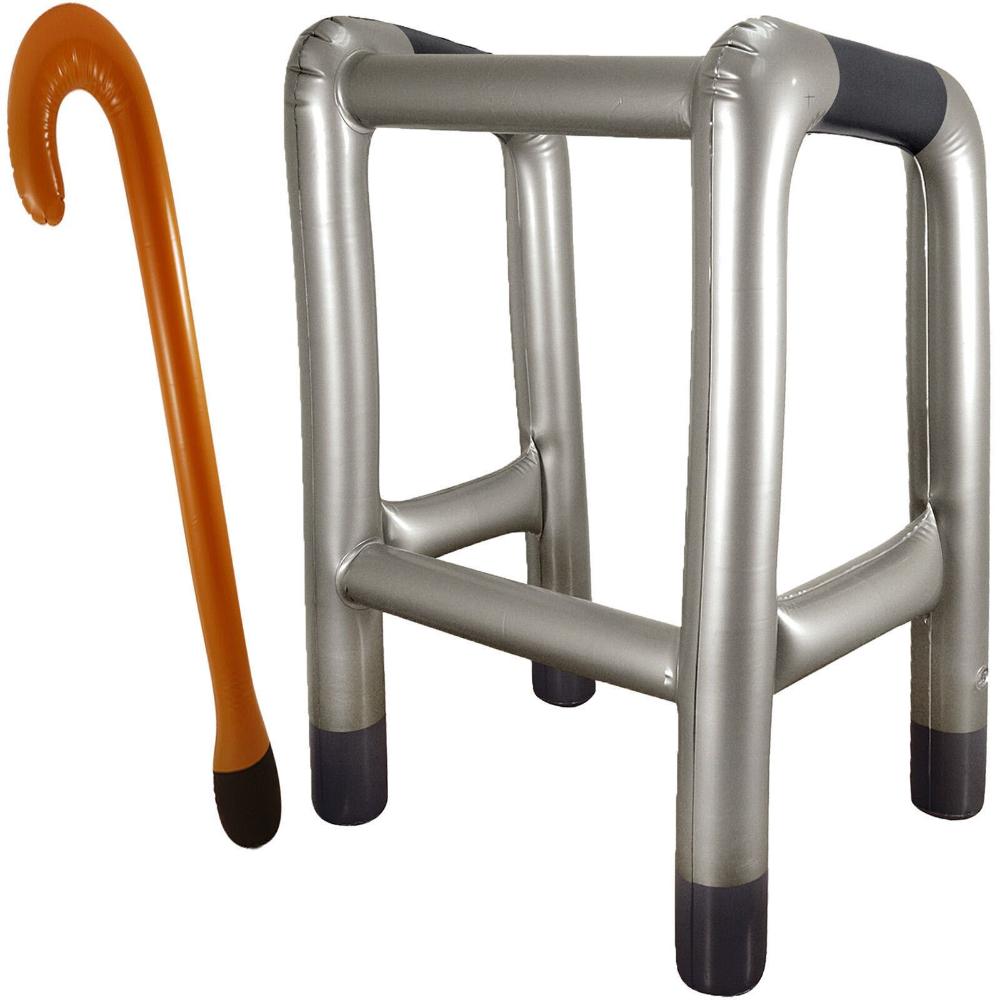 2Pcs Novelty Costume Party Cosplay Supplies Walking Stick Inflatable Toys Zimmer Frame Blow Up Prop