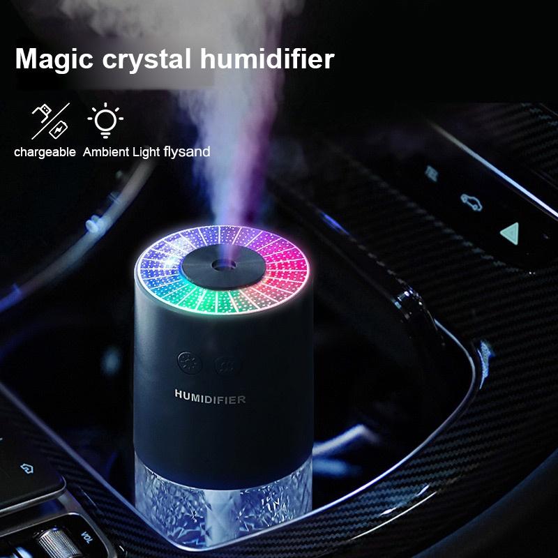 Car Home Air Humidifier Crystal Projection Lamp Essential Oil Humidifier Household Accessories