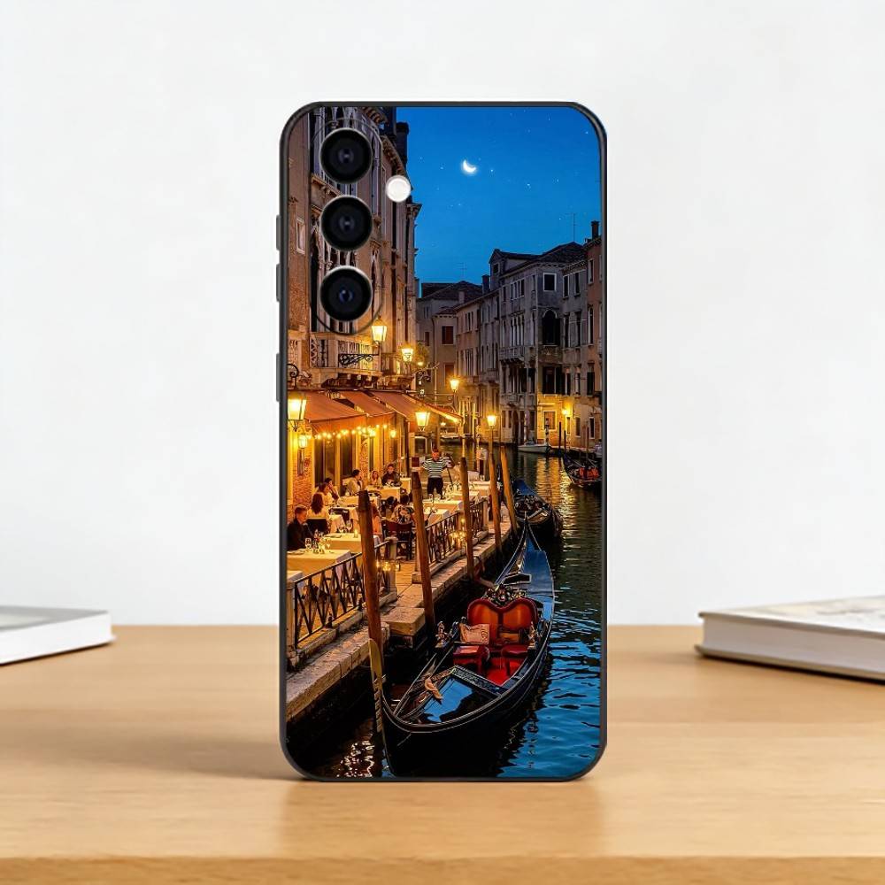 Beabtiful Water City Venice Phone Case For Samsung Galaxy A73,A72,A71,A70,A53,A52,A51,Soft Silicone Black Cover