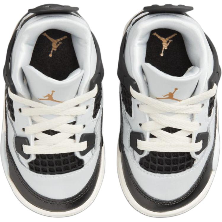 Jordan Детские кроссовки Air Jordan 4, нескользящие, износостойкие, средней высоты, для малышей, серо-черные, для младенцев и малышей FZ8584-070