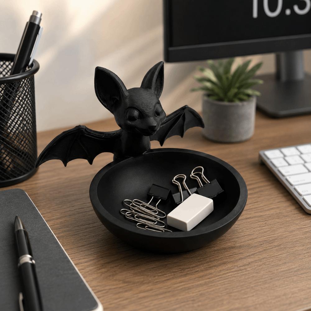 Gothic Style Bat Storage Box Halloween Display Holder Container Bat Decorative Tray Desk