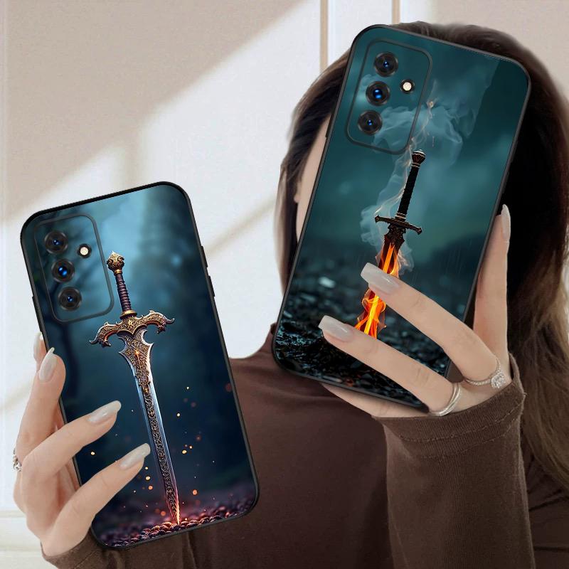 Меч с огнем Для Samsung S20FE S 21 22 23 FE 24 Plus 25 Ultra Galaxy M23 32 34 35 52 53 54 55 5G силиконовый мягкий чехол для телефона