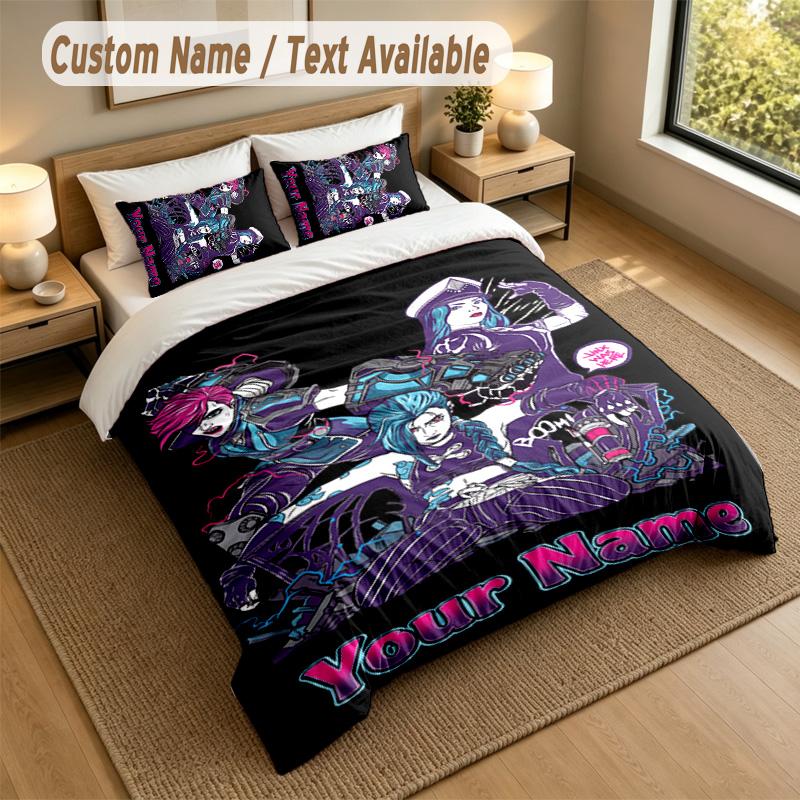 3Pcs Bedding Set Custom Name Text, 1 Sheet 2 Pillowcases Home Bed DecorLeague of Legends
