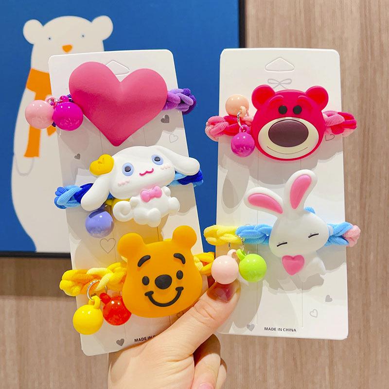 Детские разноцветные мультяшные резинки для волос - Милые дизайны с клубничкой и мишкой | Нежные к волосам