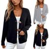 Women's Fashion Loose Buttoned V-neck Solid Color Long-sleeve Coat
